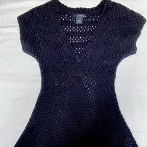 Calvin Klein Black Crochet Knit peplum top sz XS